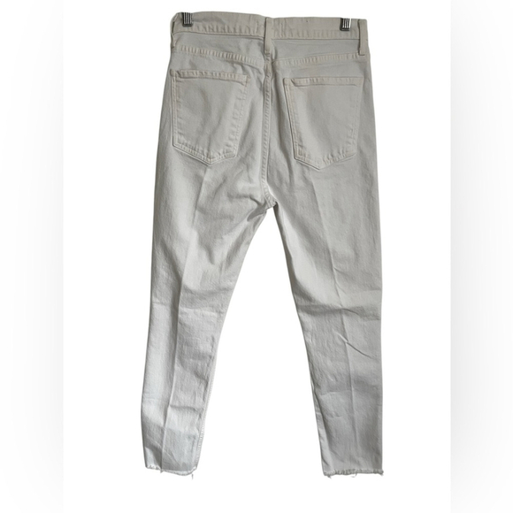 Agolde Nico High Waisted Frayed Hem White Skinny Denim Size 28 - Picture 4 of 13